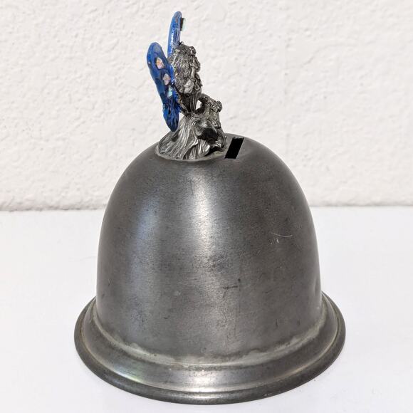 Fairy Penny Perched on Coin Bank, 4.5" 90s Pewter Handpainted Wings Gallo Figure - Picture 4 of 7